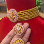 Rosegold cz choker necklace set