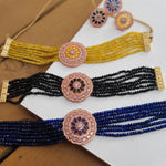 Rosegold cz choker necklace set