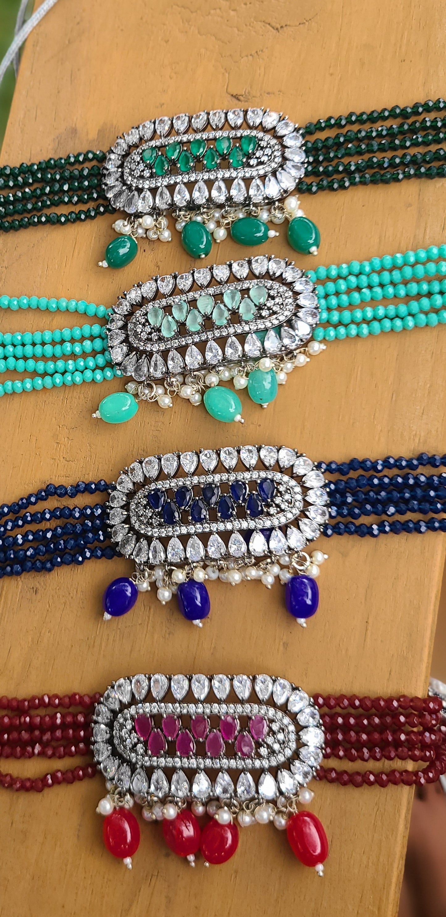Chandrika cz choker necklace set