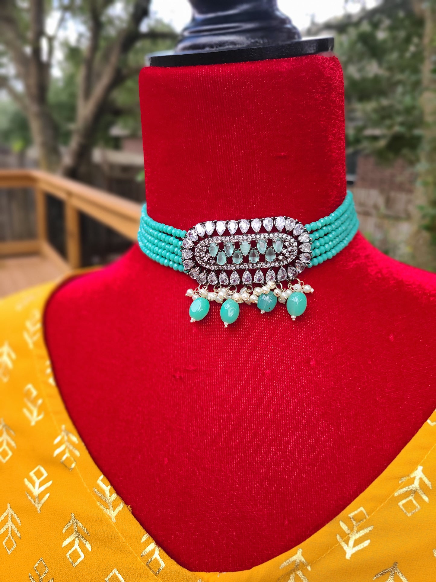 Chandrika cz choker necklace set