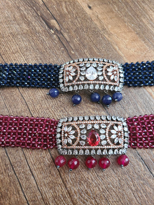 Dual tone choker necklace set