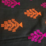 Hand embroidered mulmul cotton with jamdani border saree