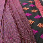 Hand embroidered mulmul cotton with jamdani border saree