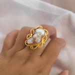 Pearl adjustable ring