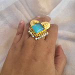 Turquoise contemporary adjustable ring