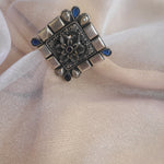 Square silver alike adjustable ring
