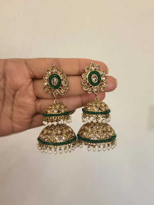 Ashmitha polki jhumka earrings