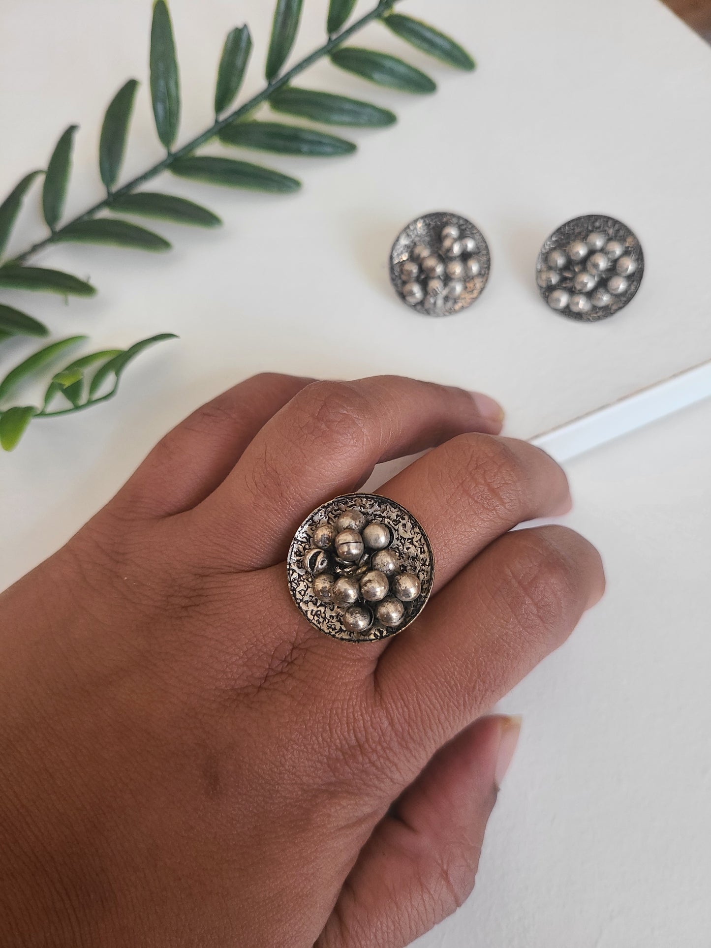 Paula contemporary earrings and ring set