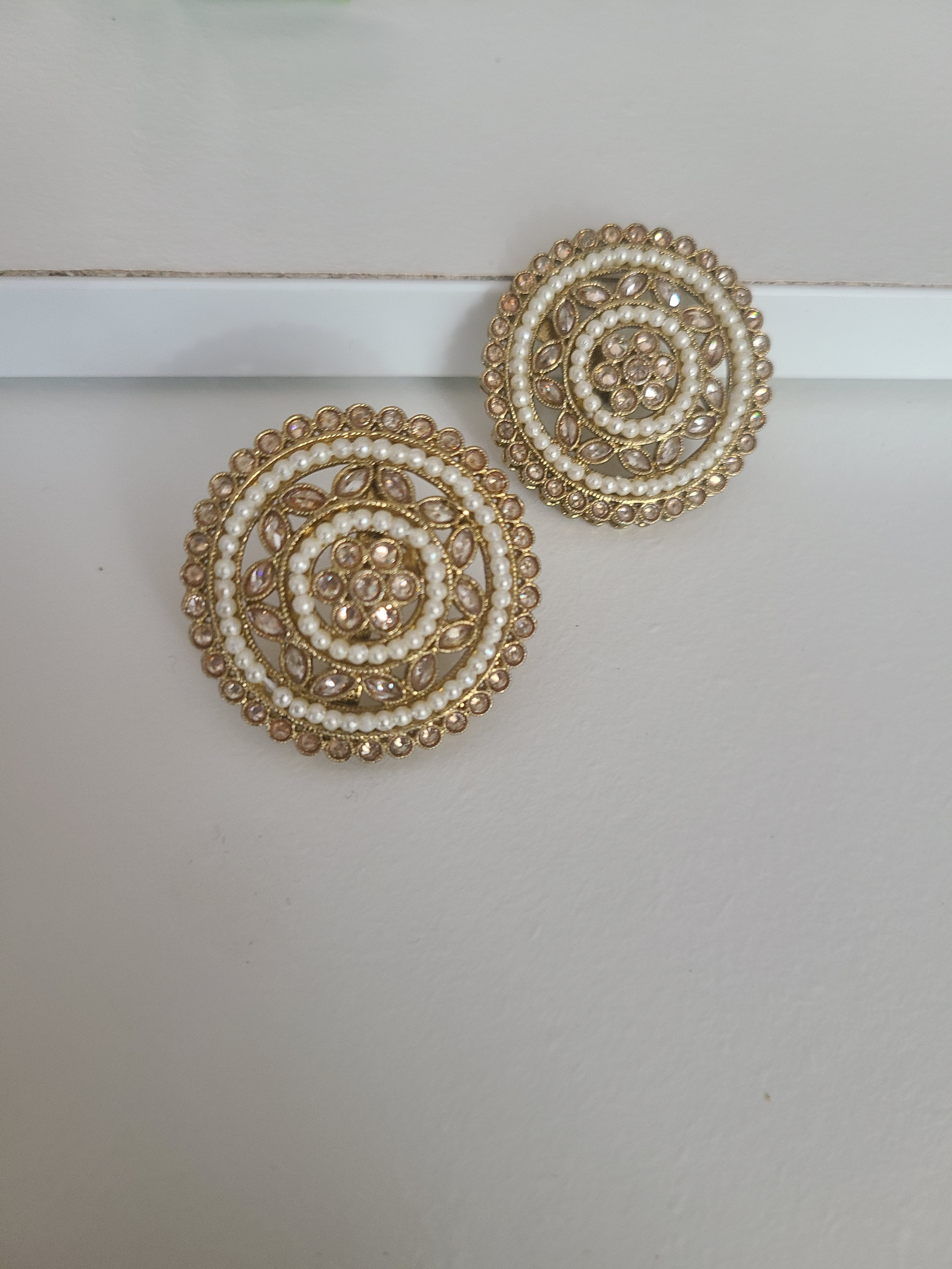 Polki large stud earrings