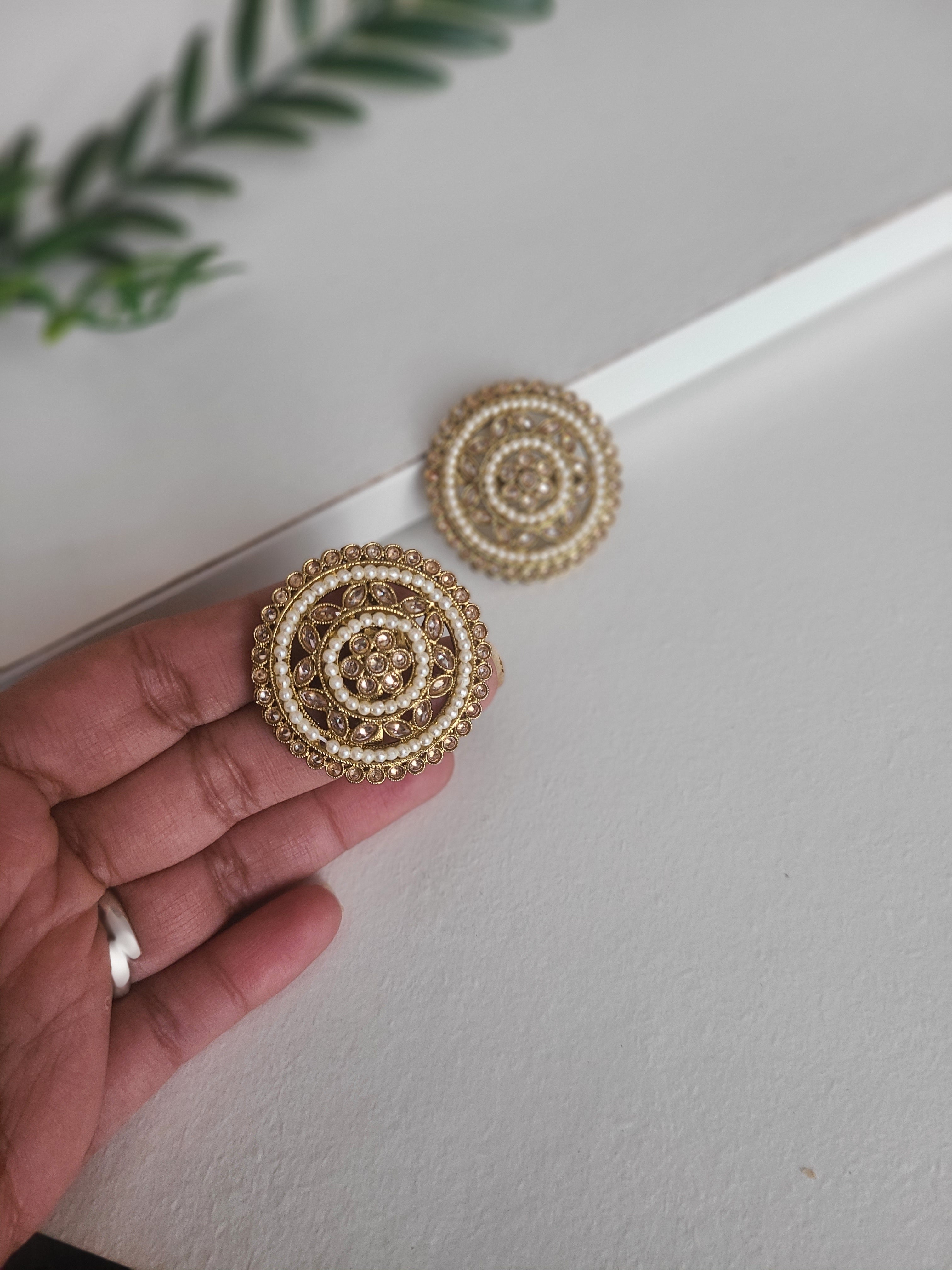 Polki large stud earrings