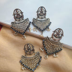 Lakshmi Silver Alike netted earrings