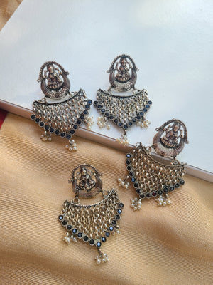 Lakshmi Silver Alike netted earrings