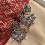 Lakshmi Silver Alike netted earrings