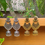 Antique silver tone jhumka earrings