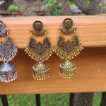 Antique silver tone jhumka earrings