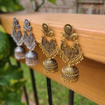 Antique silver tone jhumka earrings