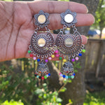 Mirror silver tone jhumkas
