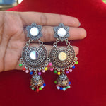 Mirror silver tone jhumkas