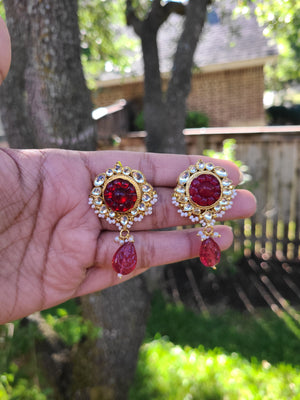 Iditri pachi kundan earrings