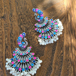 Layered peacock enamel painted earrings