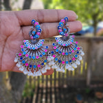 Layered peacock enamel painted earrings