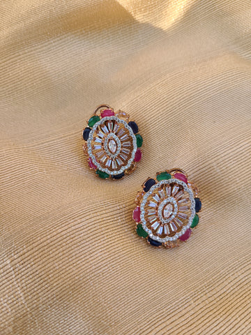 CZ large stud earrings