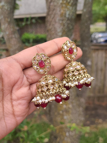Rani Polki large jhumka earrings