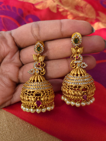 Mairaa gold plated matte jhumka earrings