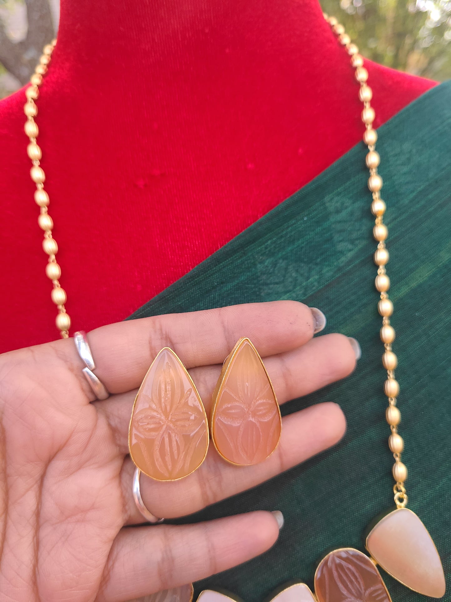 Coral Handmade contemporary necklace set