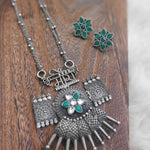 Meera Handmade Silver alike pendant necklace set