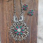 Malia Handmade Silver alike pendant necklace set