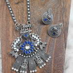 Meera Handmade Silver alike pendant necklace set