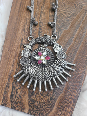 Malia Handmade Silver alike pendant necklace set