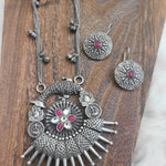 Malia Handmade Silver alike pendant necklace set