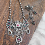 Mantra Handmade Silver alike pendant necklace set
