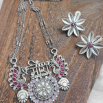 Meera Handmade Silver alike pendant necklace set