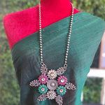 Miranda Handmade Silver alike pendant necklace set