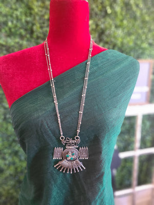 Meera Handmade Silver alike pendant necklace set