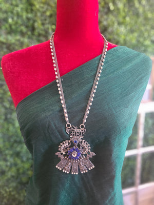 Meera Handmade Silver alike pendant necklace set