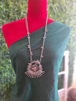 Malia Handmade Silver alike pendant necklace set