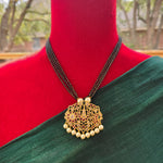 Bhuvi Gold plated black bead necklace set