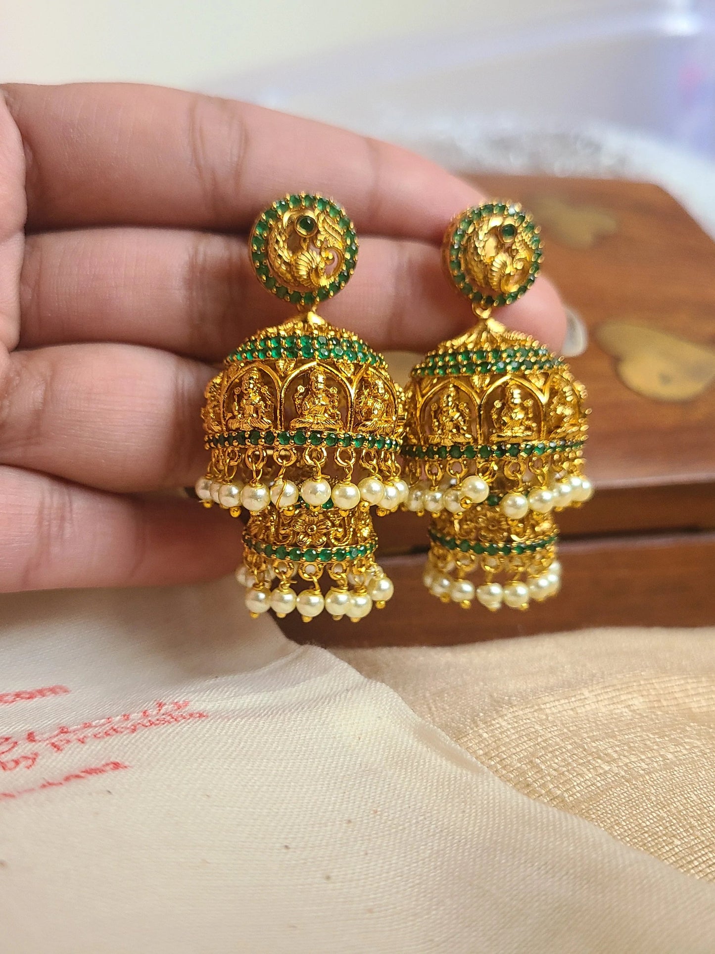 Bhrithi 2 layer jhumka earrings