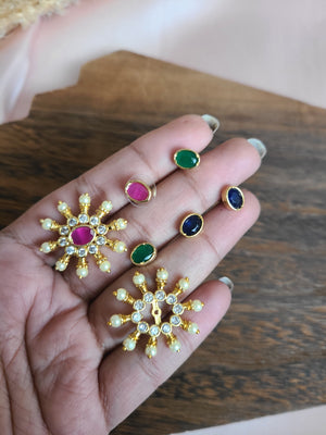 Kranthi Gold plated large changeable stud earrings
