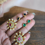 Kranthi Gold plated large changeable stud earrings