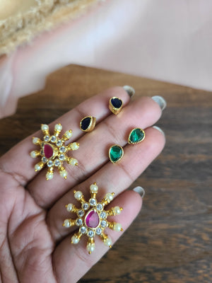 Kranthi Gold plated large changeable stud earrings