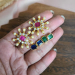 Kranthi Gold plated large changeable stud earrings