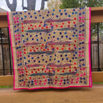 Madhubani dupatta phulkari dupatta hand embroidered dupatta kalamkari gift for her women gifts half white dupatta blue dupatta