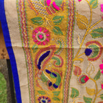 Madhubani dupatta phulkari dupatta hand embroidered dupatta kalamkari gift for her women gifts half white dupatta blue dupatta
