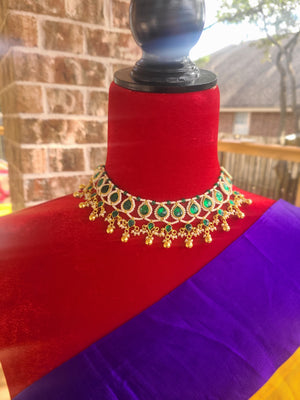 Arva pachi kundan choker necklace set
