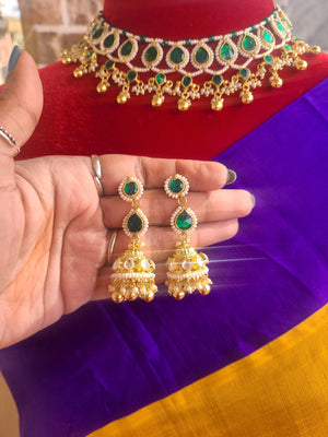 Arva pachi kundan choker necklace set